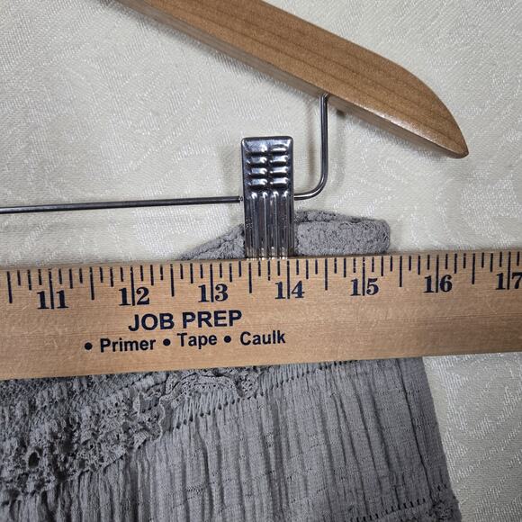 VTG Max Studio Gauzy Tiered Maxi Skirt M Green Pull On Elastic Waist Boho Fairy - Picture 8 of 10